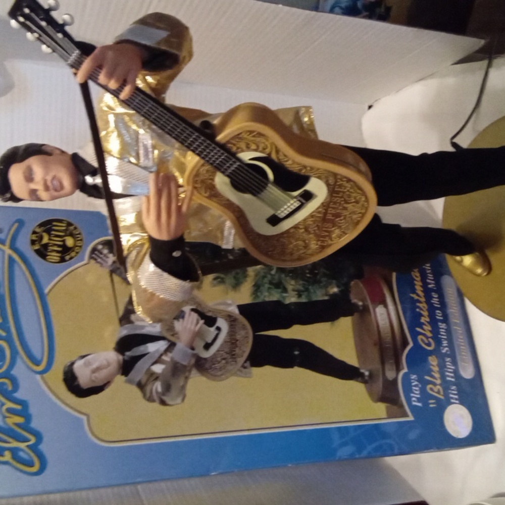 Animated Elivas Presley Blue Christmas Singing Doll 18"